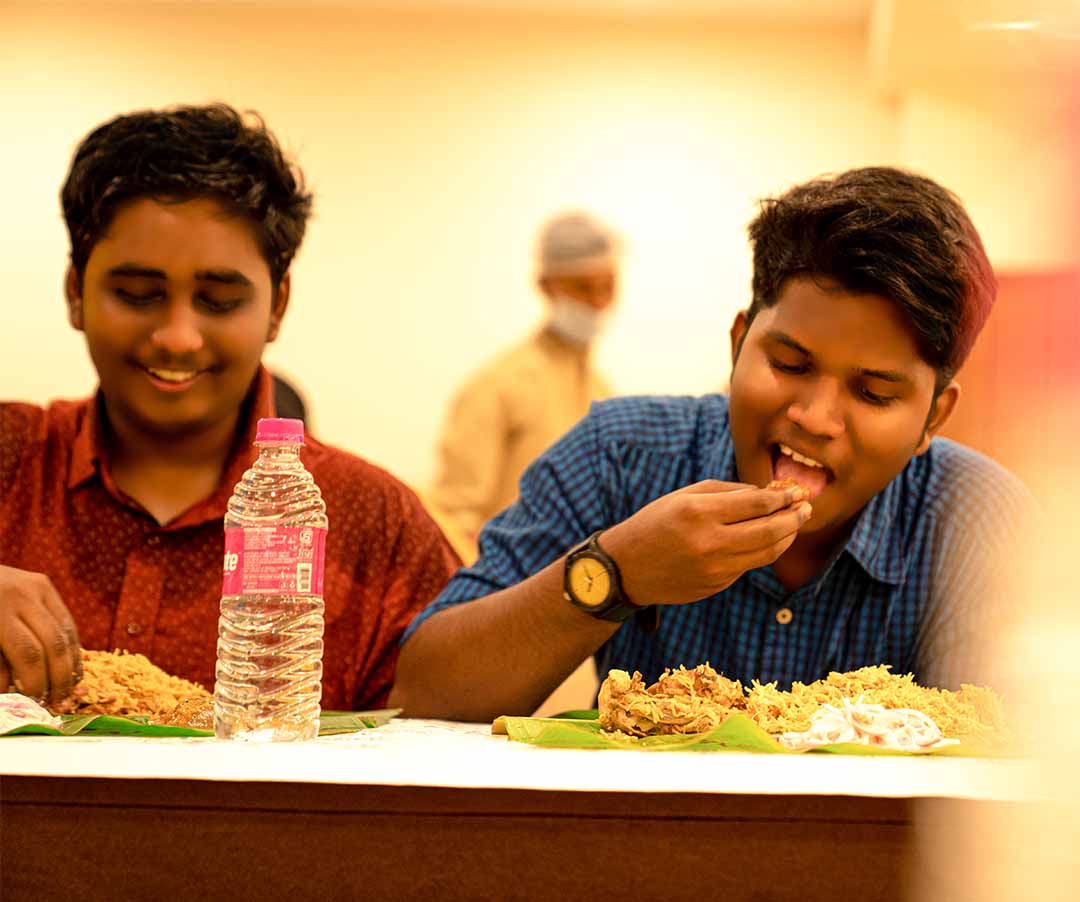 Guests enjoying biryani at The Wedding Biryani